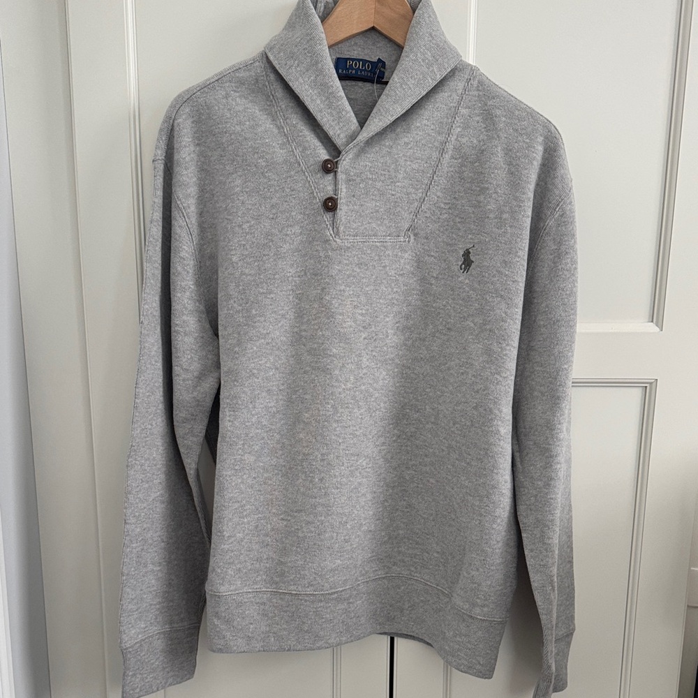 NWT Polo by Ralph Lauren Grey Shawl-Collar Sweater